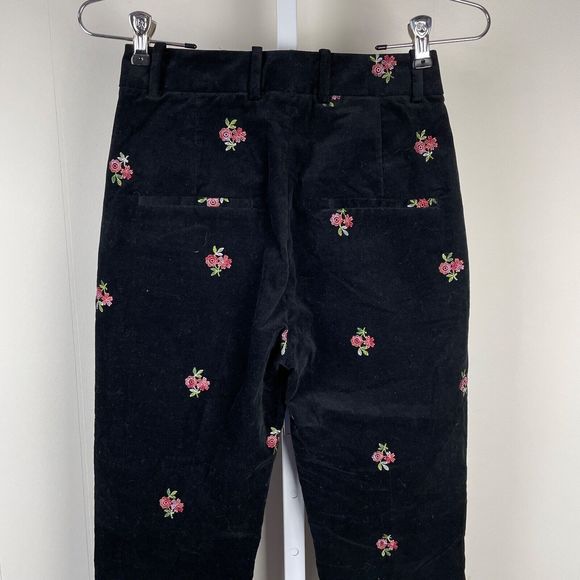 The Kooples Paris Pants Black Velvet Embroidered Floral Flower EU 32 US 2‎ - Picture 5 of 7